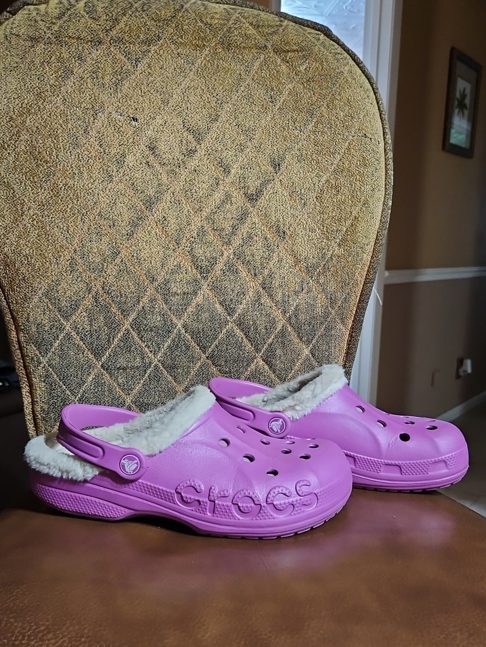 Crocs Baya Lined Slip On Faux Fur Lined Clogs Shoes Pink